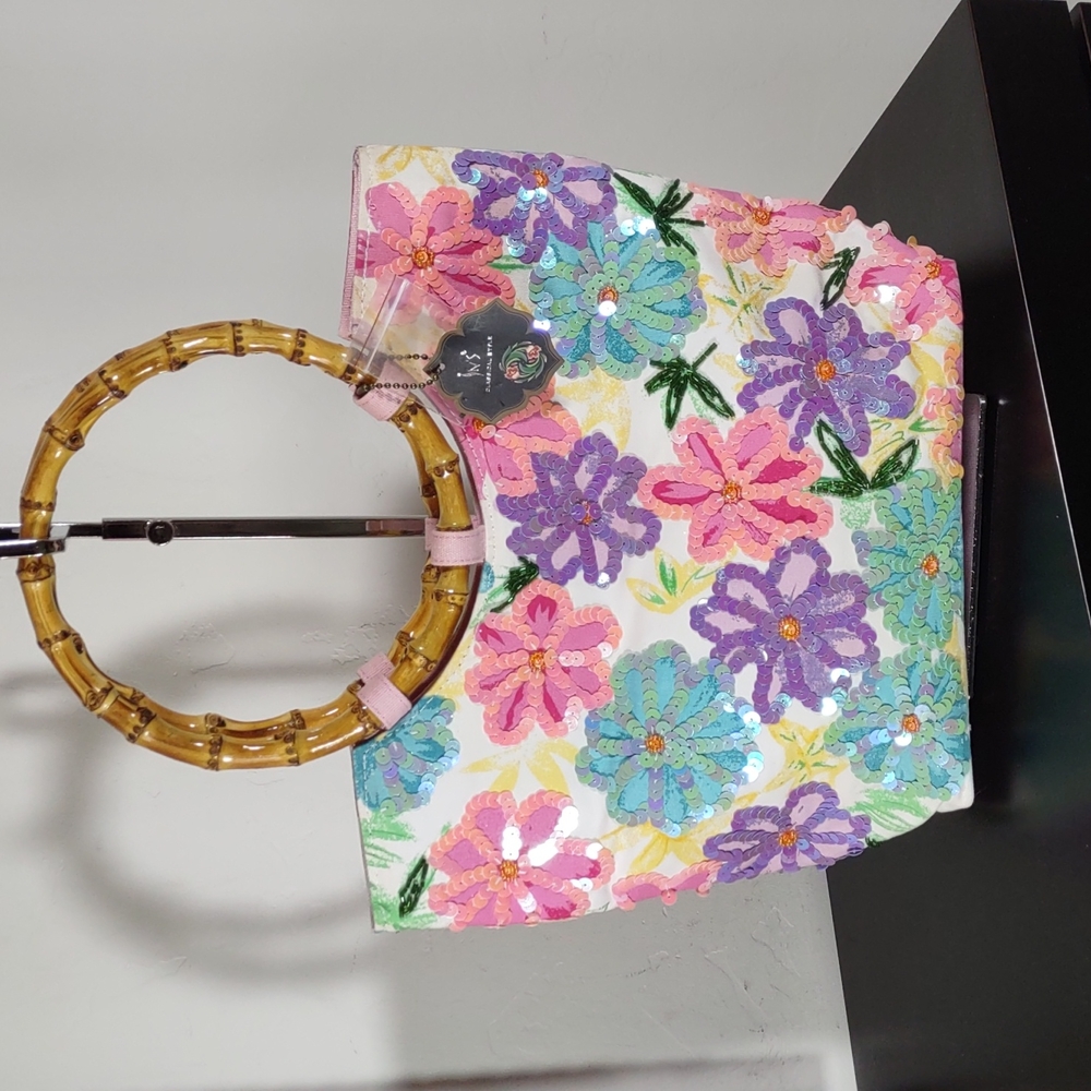 Embellished Printed Canvas Tote Bag